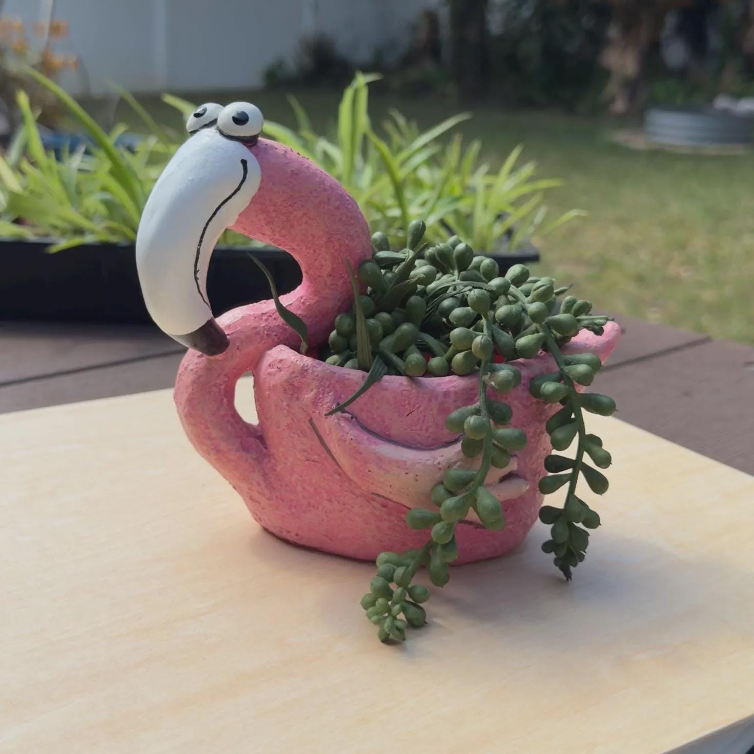 Pink Flamingo Planter | Succulent Plant Pot