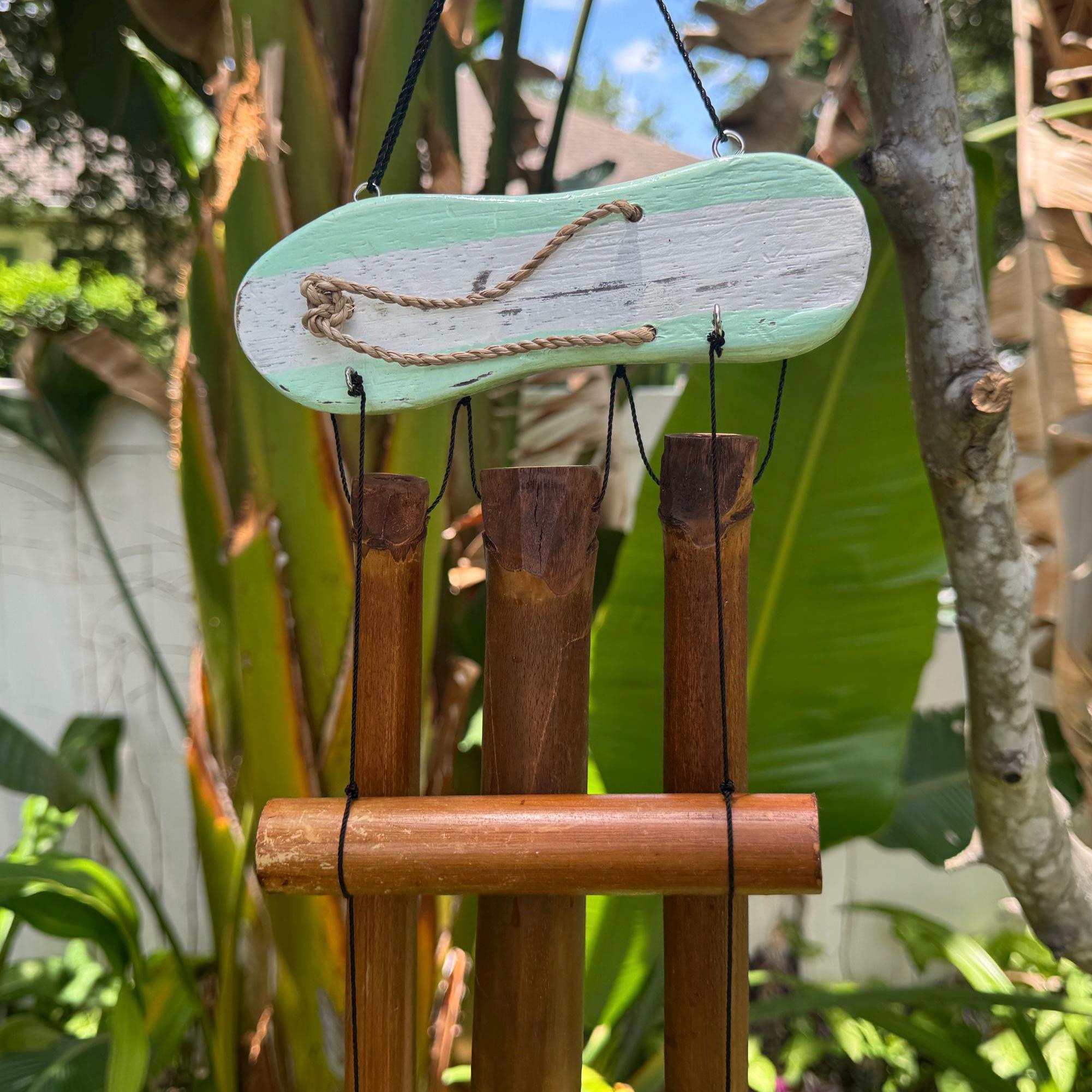 Handcrafted Bamboo Flip-Flop Wind Chime – Bali Beach Decor, Sandal Hanging (27 Inch)