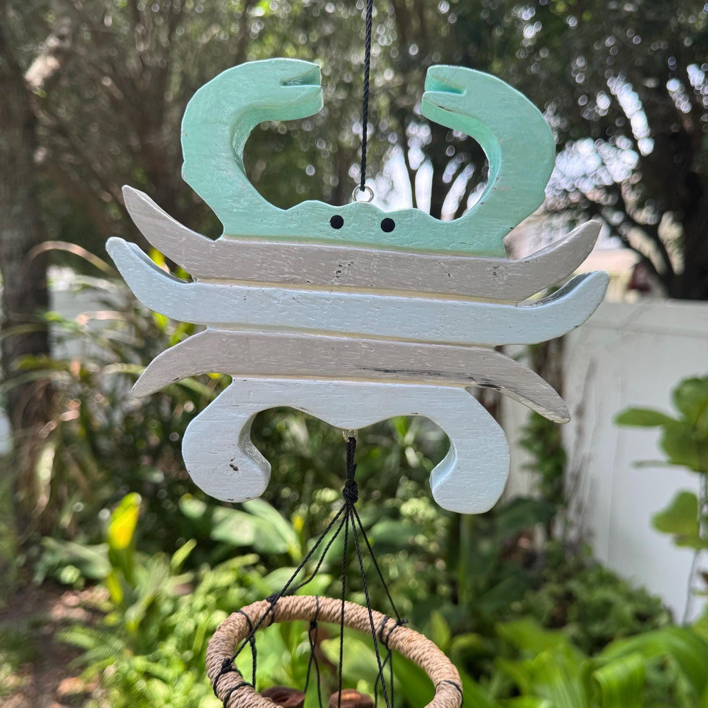 Crab Bamboo Wind Chime – Handcrafted Bali Coastal Decor, Beach-Themed Garden Chimes