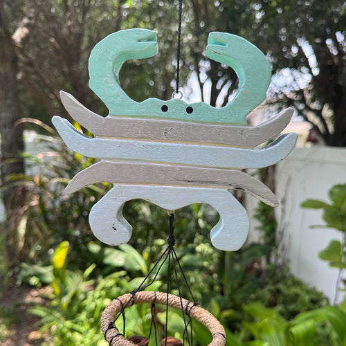 Crab Bamboo Wind Chime – Handcrafted Bali Coastal Decor, Beach-Themed Garden Chimes