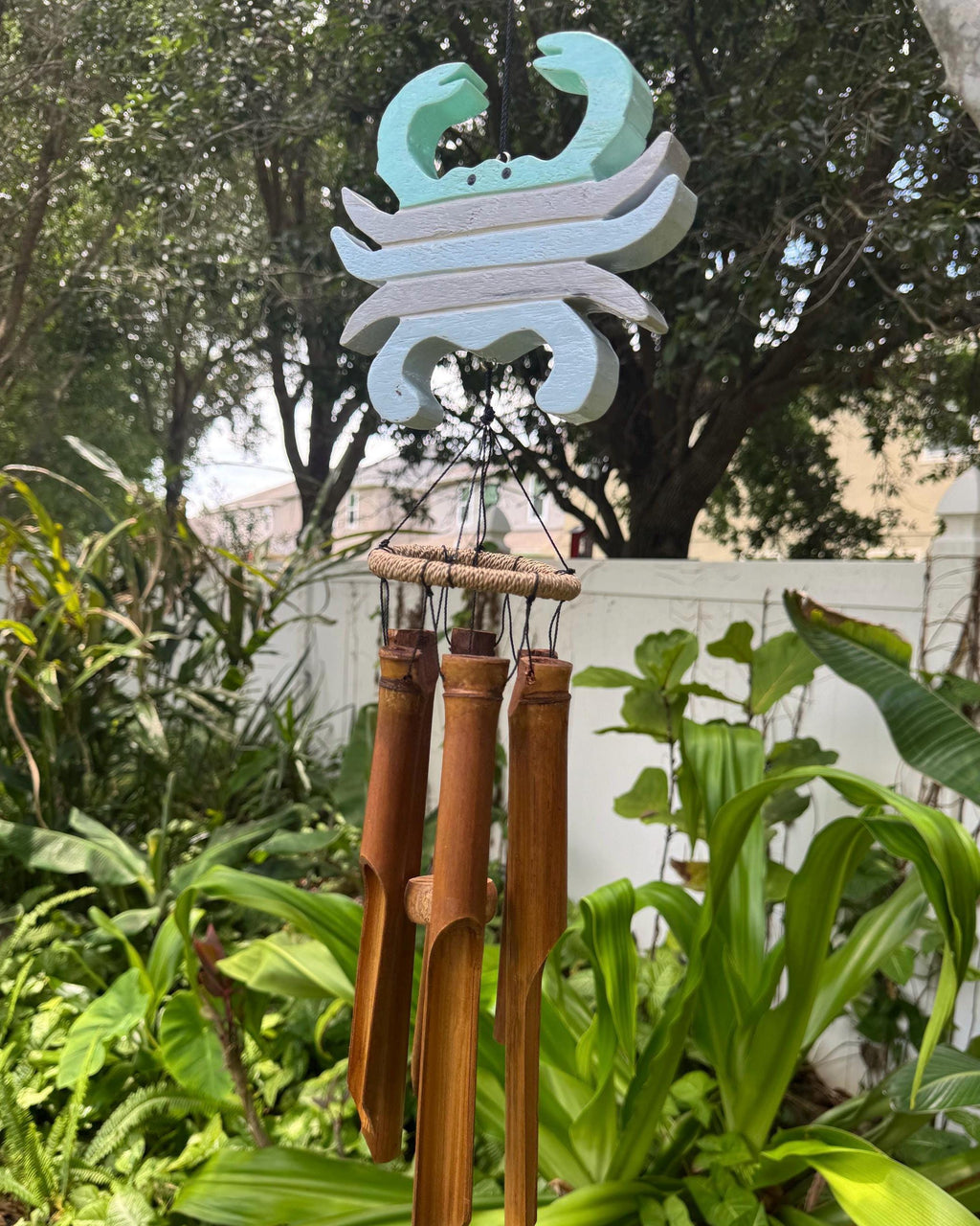 Crab Bamboo Wind Chime – Handcrafted Bali Coastal Decor, Beach-Themed Garden Chimes