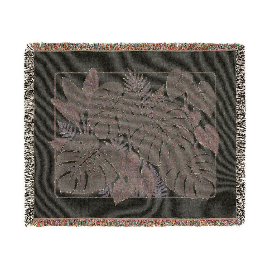 Monstera Leaf Woven Blanket | Tropical Botanical Throw