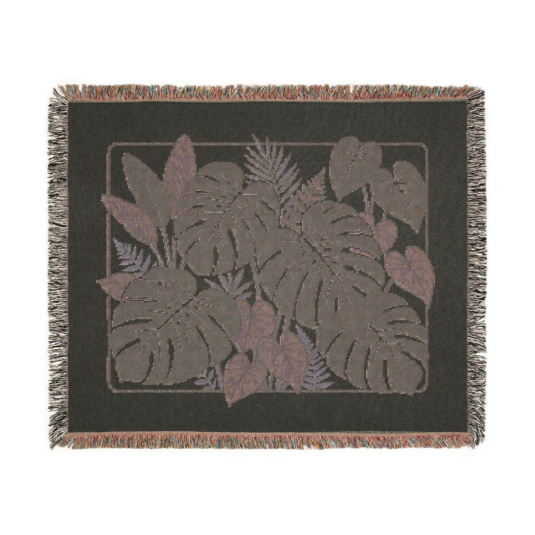 Monstera Leaf Woven Blanket | Tropical Botanical Throw