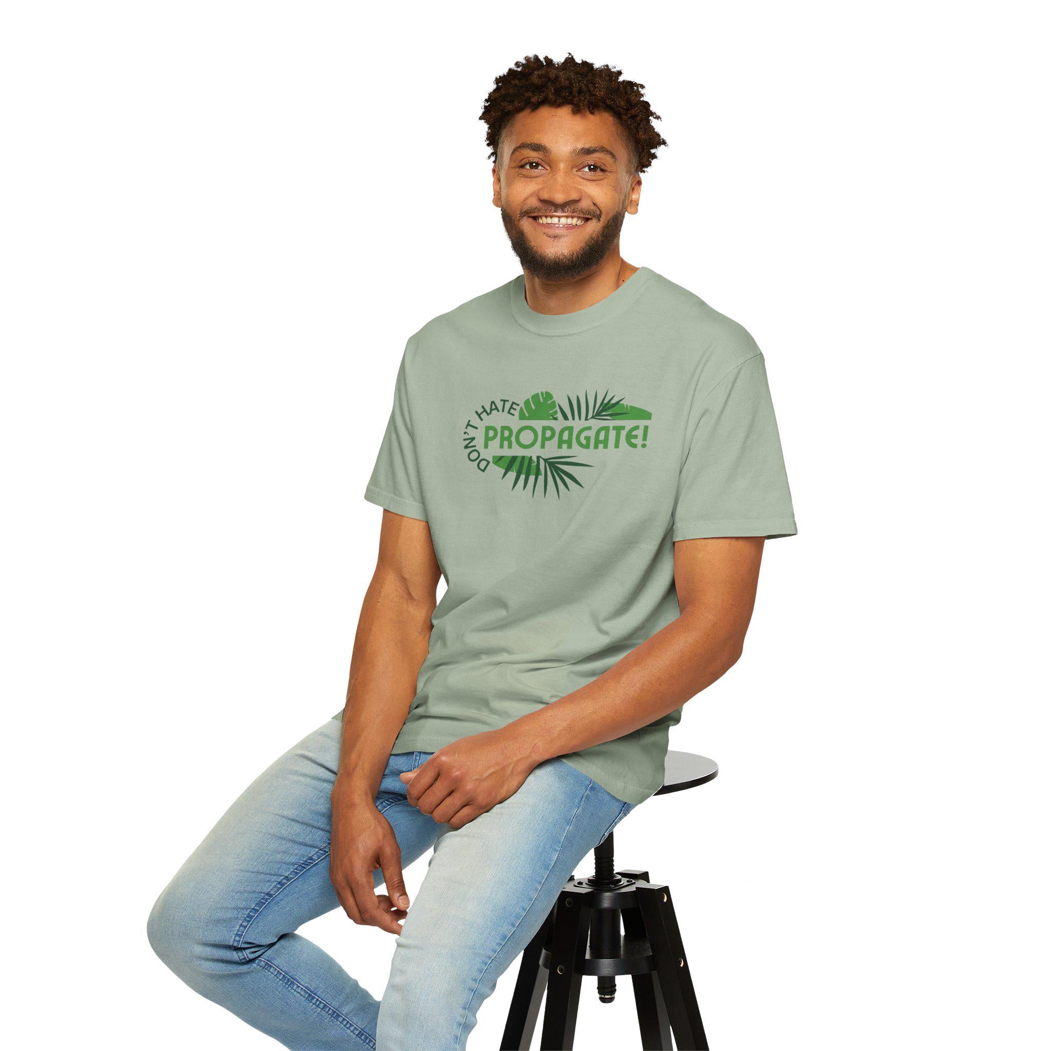 Don't Hate Propagate T-Shirt | Plant Lover, Palm Leaf Graphic