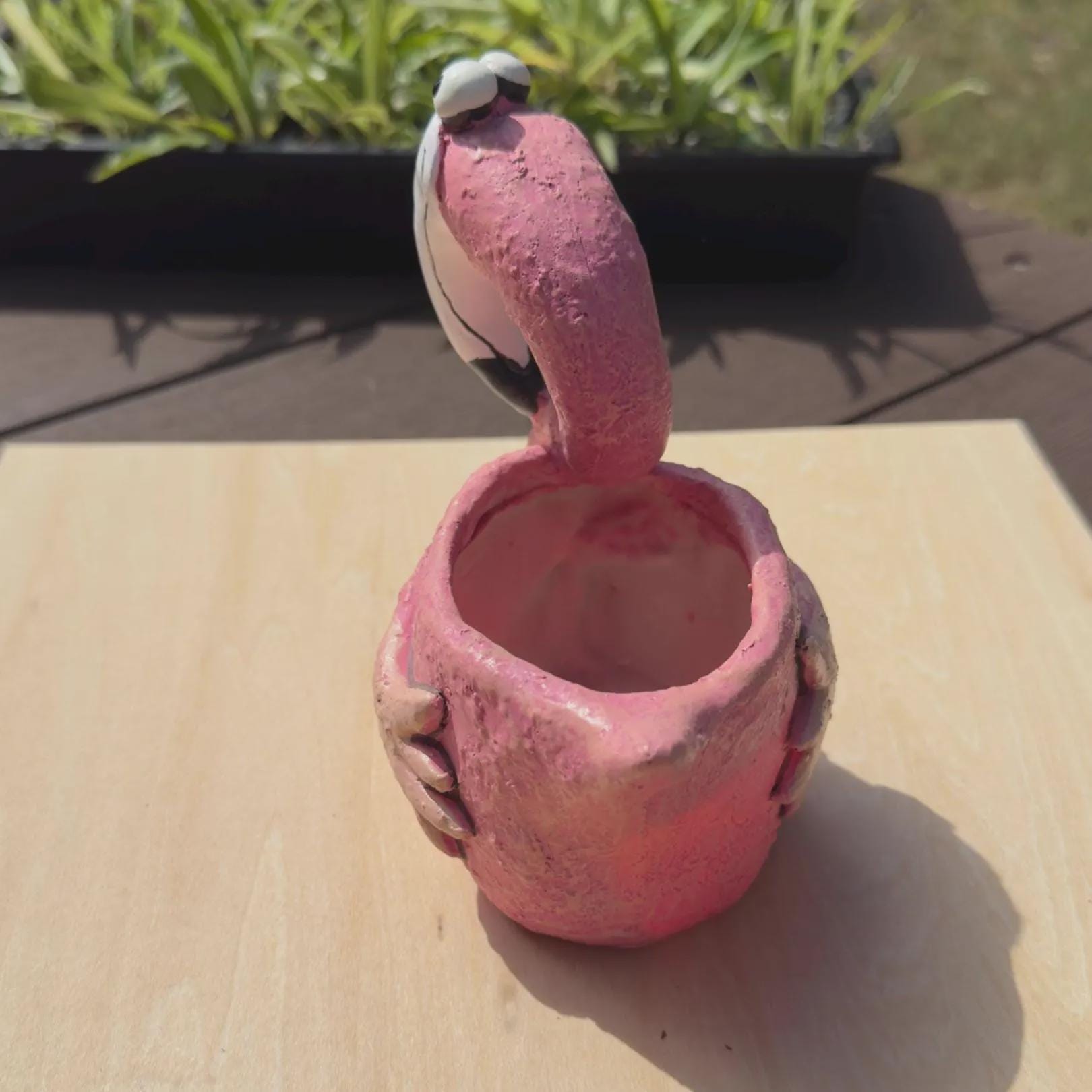 Pink Flamingo Planter | Succulent Plant Pot