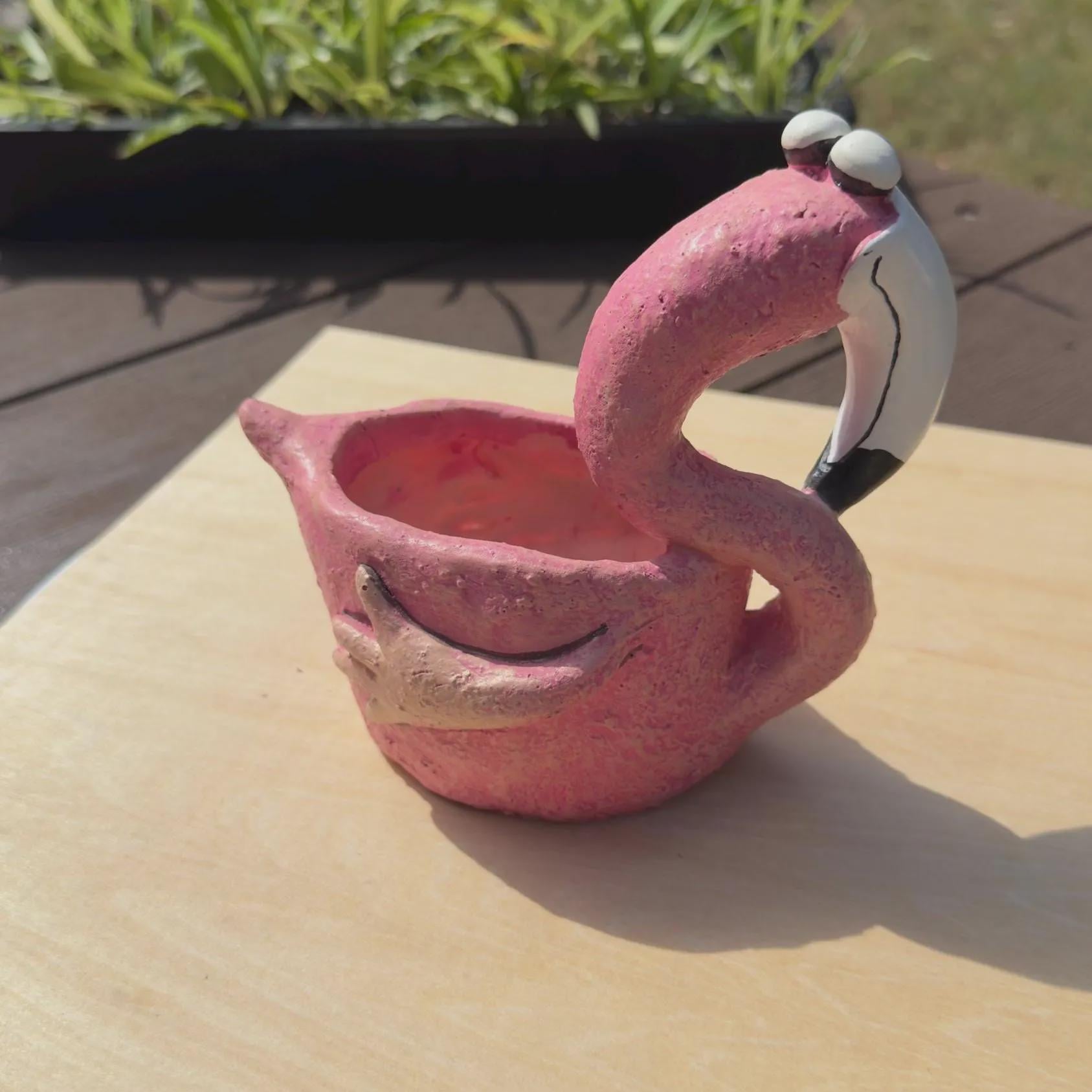 Pink Flamingo Planter | Succulent Plant Pot