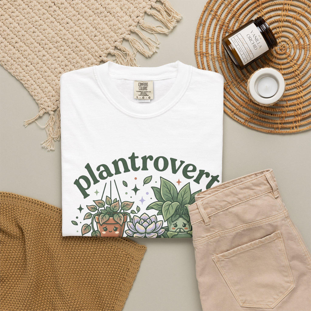 Plantrovert Succulent T-shirt | Potted Plant Illustration, Garment-Dyed Cotton Tee