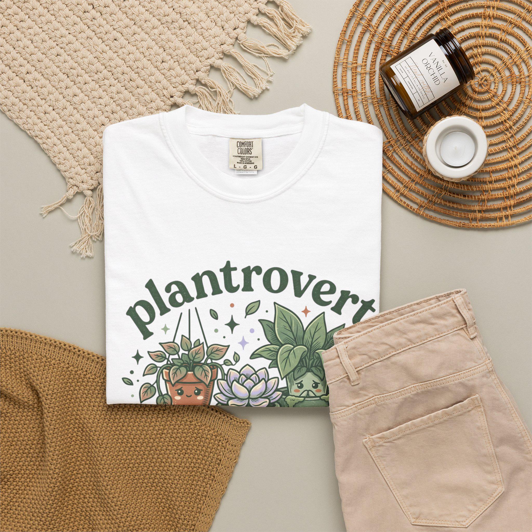 Plantrovert Succulent T-shirt | Potted Plant Illustration, Garment-Dyed Cotton Tee