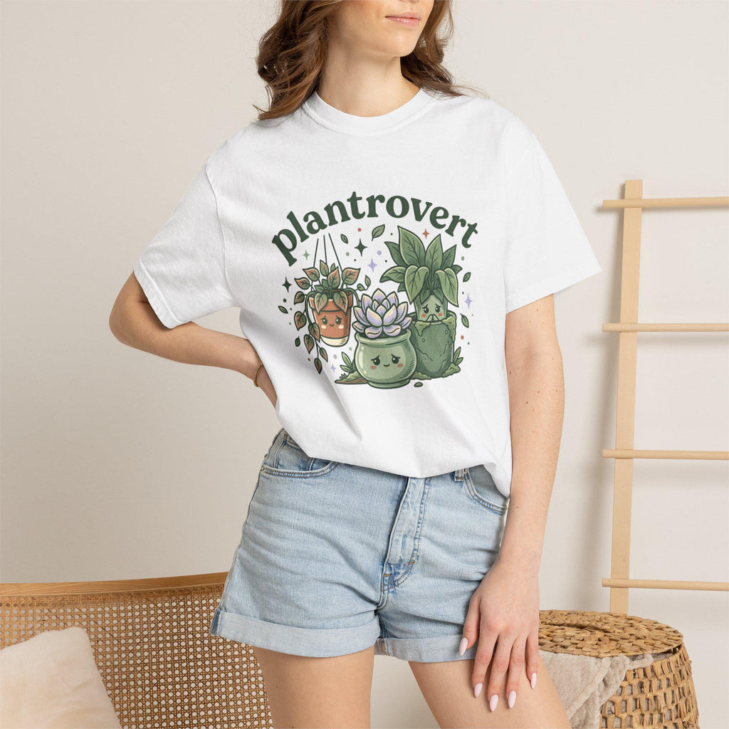 Plantrovert Succulent T-shirt | Potted Plant Illustration, Garment-Dyed Cotton Tee