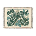 Monstera Leaf Woven Blanket | Tropical Botanical Throw