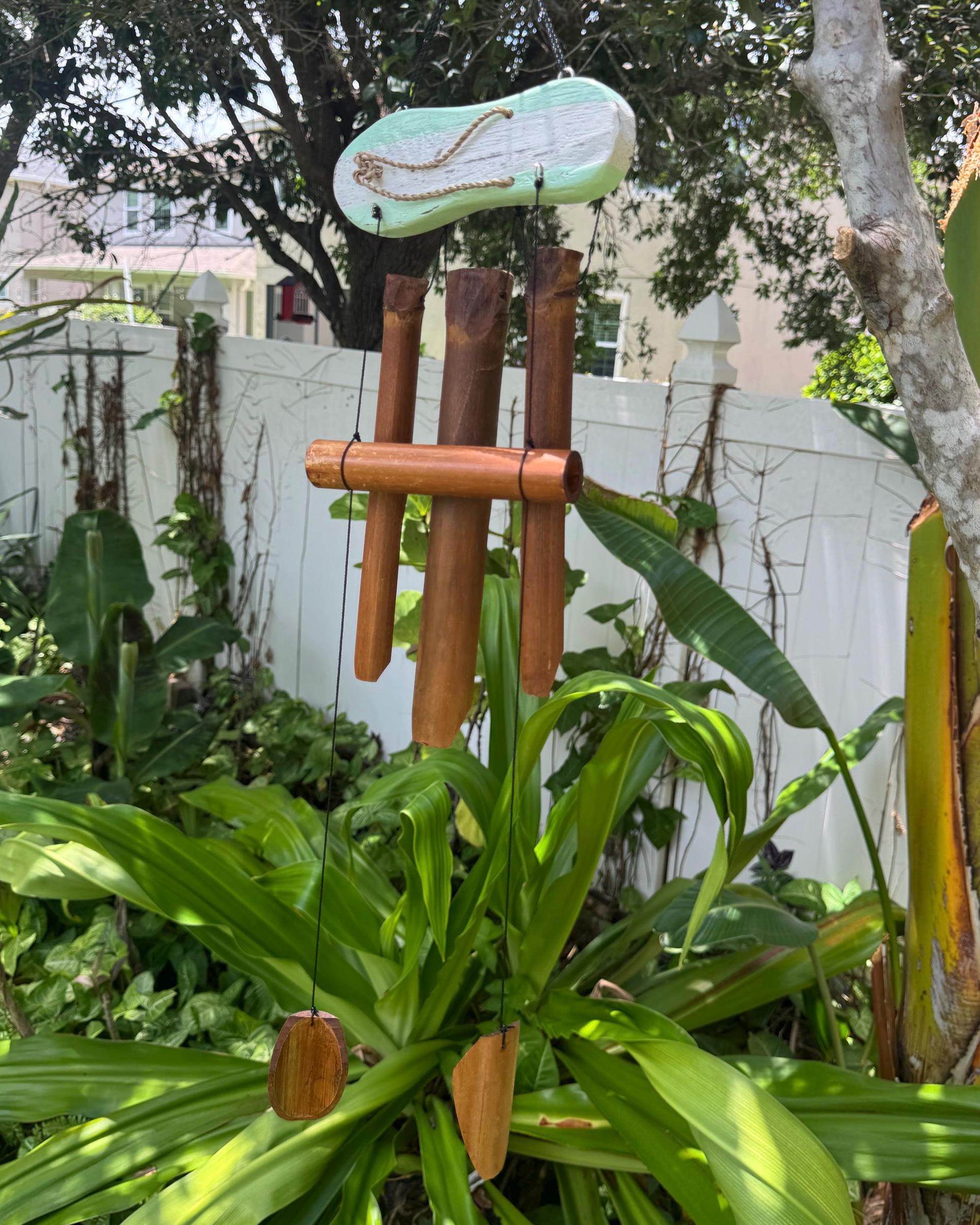 Handcrafted Bamboo Flip-Flop Wind Chime – Bali Beach Decor, Sandal Hanging (27 Inch)