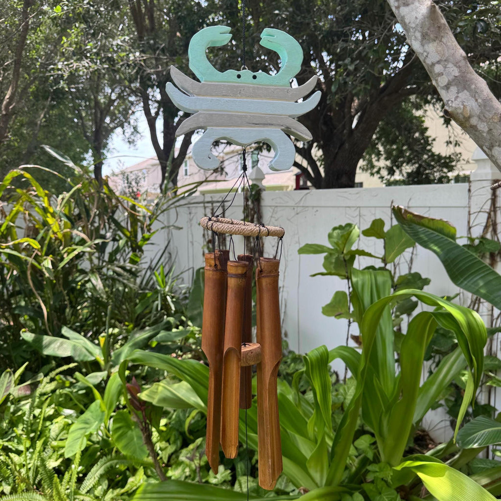 Crab Bamboo Wind Chime – Handcrafted Bali Coastal Decor, Beach-Themed Garden Chimes